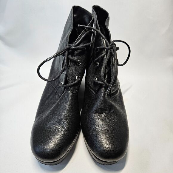 BCBGeneration Womens Kenan Leather Ankle Boot Size 8 Black Chunky Platform Wedge - Picture 3 of 13